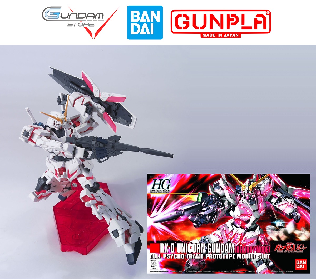 Mô hình gundam hg unicorn destroy mode rx-0 bandai 1/144 hguc đồ chơi lắp ráp anime nhật