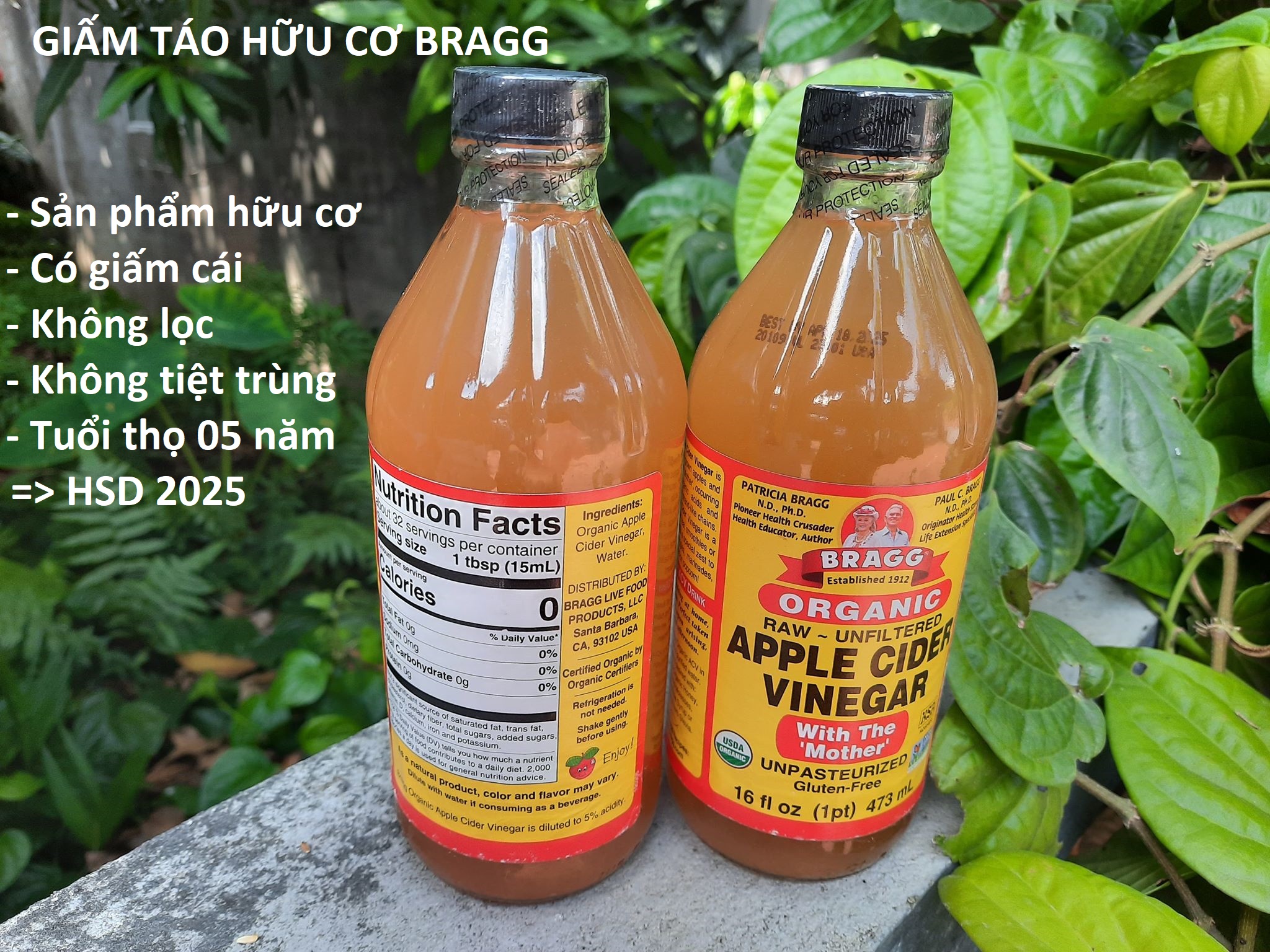 Giấm táo hữu cơ Bragg 946ml [NK Mỹ- Date 09/2026]