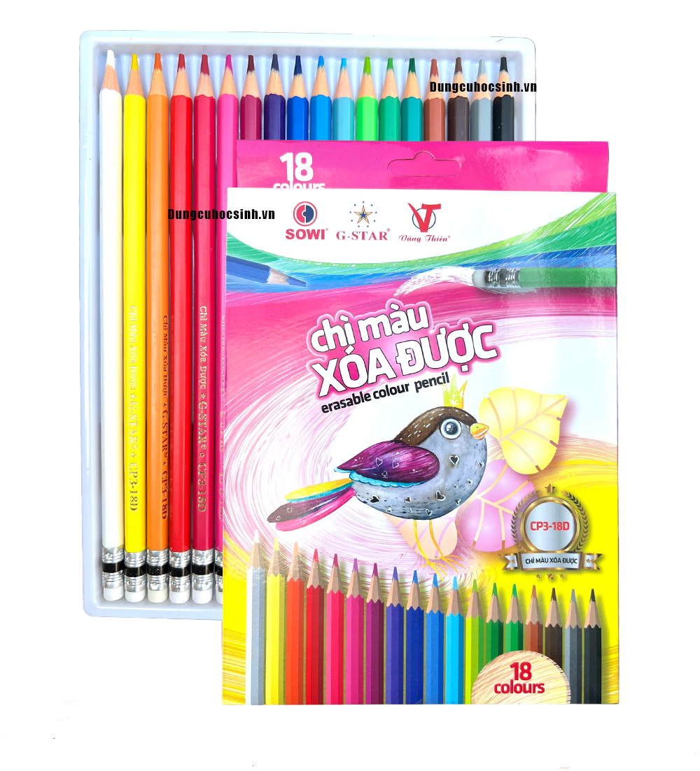 Hộp 18 cây chì màu xóa được loại dài gstar cp3-18d