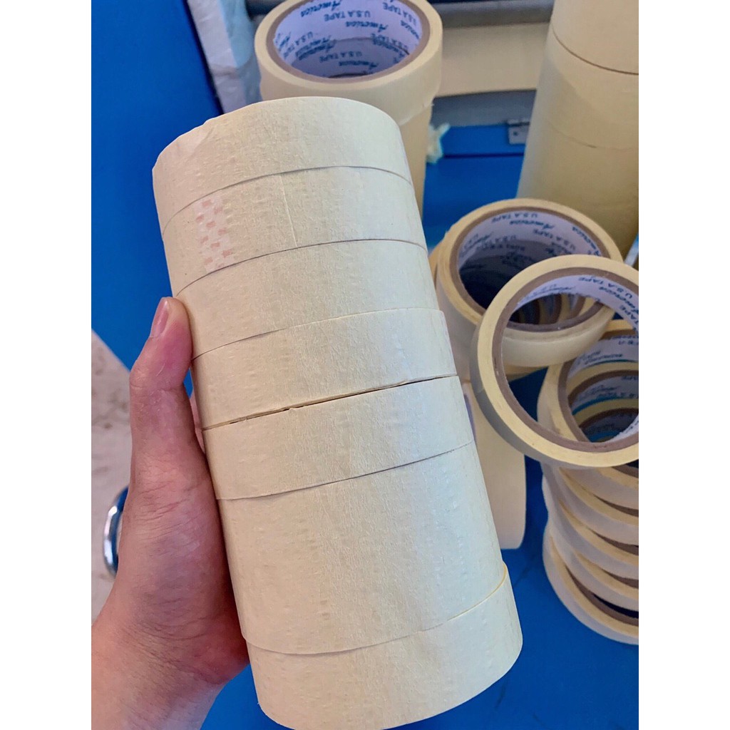 Cây băng keo giấy loại 12M (khổ 24mm gồm 12 cuộn / 1 cây & khổ 48mm gồm 6 cuộn / 1 cây) A12