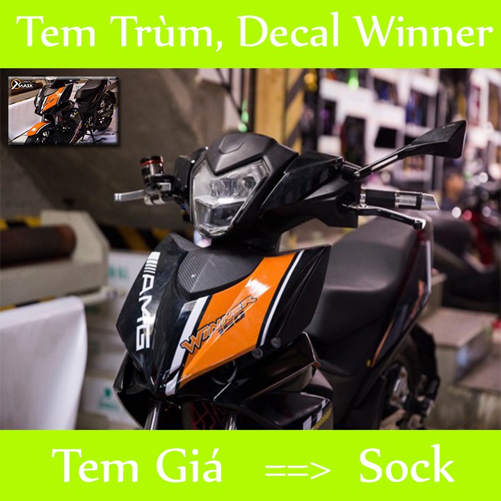 Tem trùm xe winner 150 đen cam mẫu mới chế đẹp  - Tem dán xe máy winner 150 theo yêu cầu -tem xe winner 150 đen cam mẫu mới rẻ đẹp chất