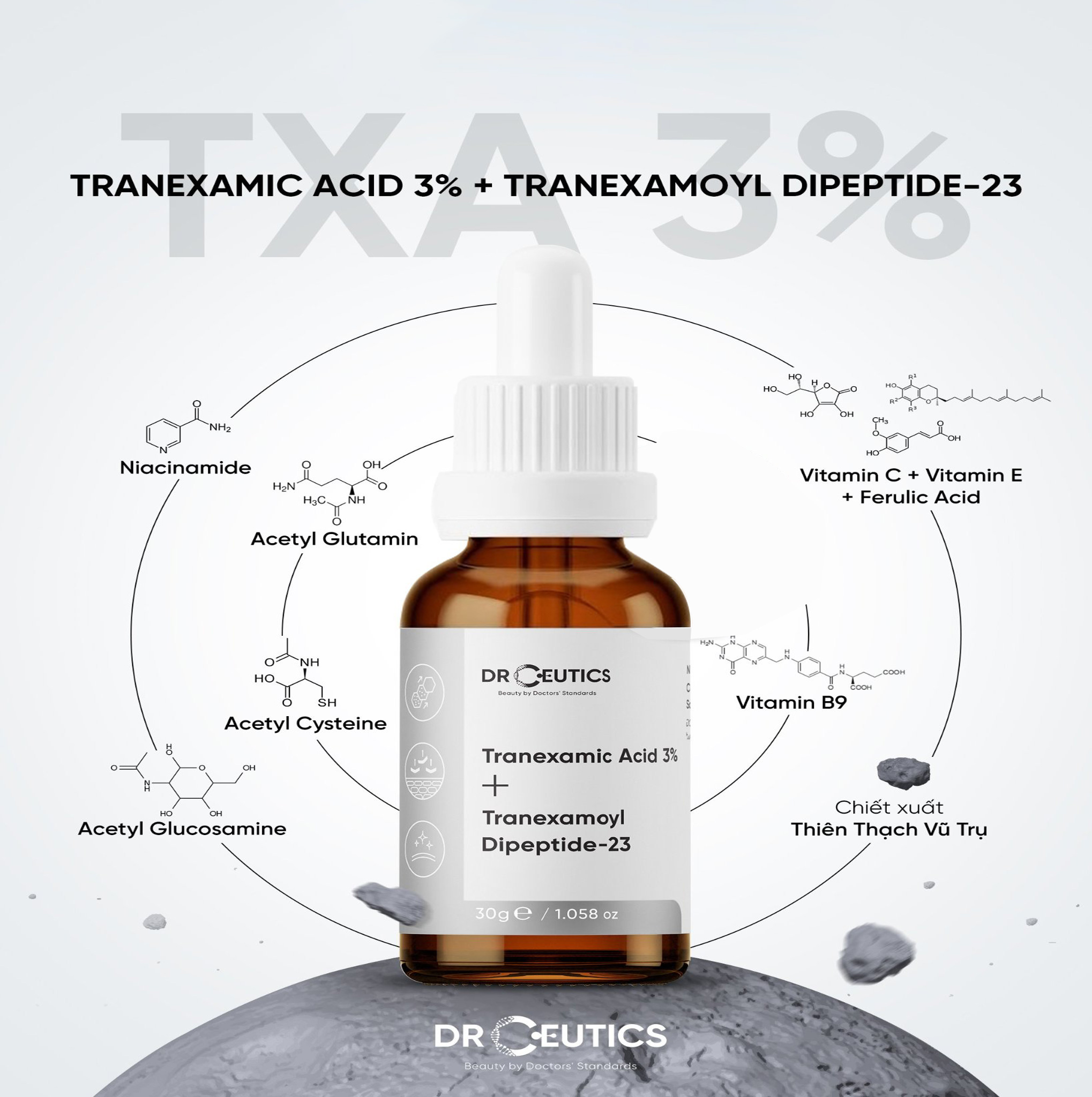 Tinh Chất DrCeutics Tranexamic 3% Làm Mờ Nám Sáng Da Giảm Đỏ