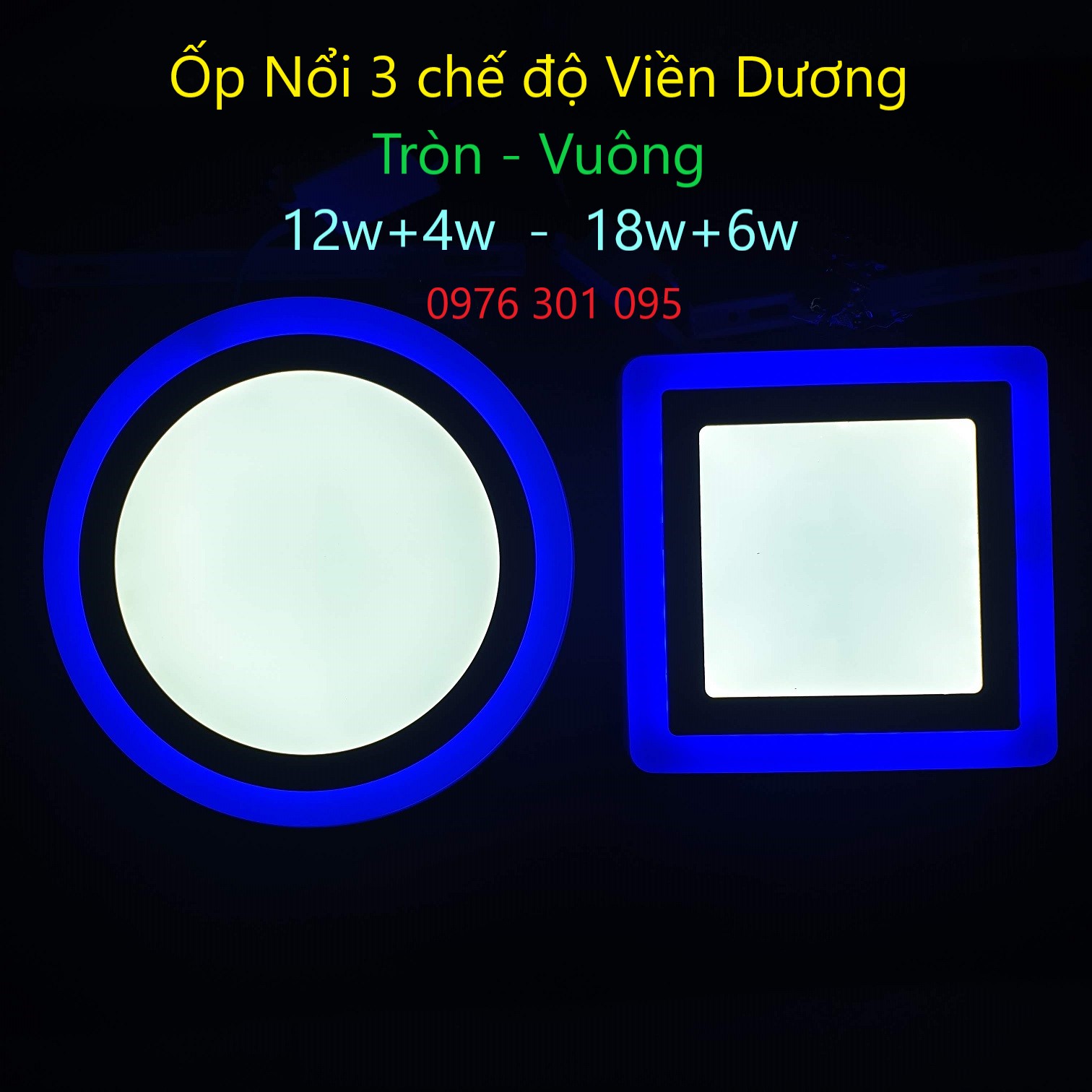 Đèn Led Ốp Nổi 3 Chế Độ [ Viền Màu ]
