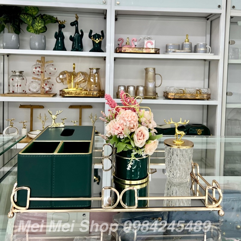 Khay đựng nước hoa mỹ phẩm pha lê