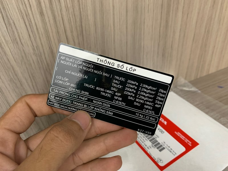 Tem thông số lốp AB 125 zin (1 Miếng)