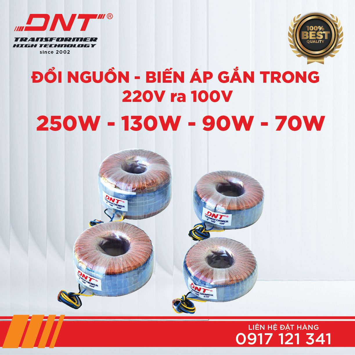 BIẾN ÁP GẮN TRONG 220V RA 100V DNT