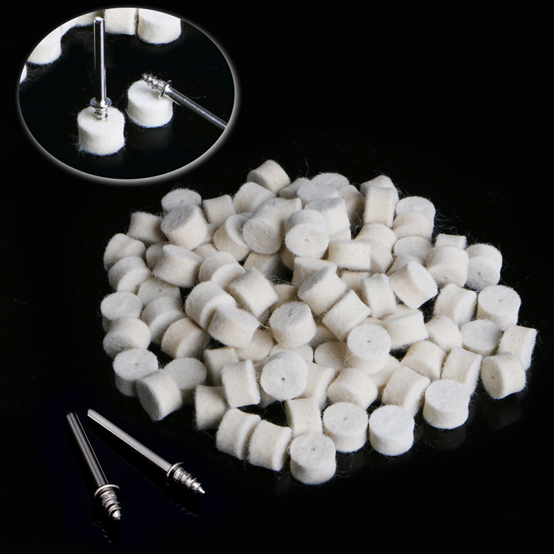 ✪100 Chiếc Len Nỉ Đánh Bóng ĐỆM PHỒNG Miếng Lót 13 Mm + 2 Vỏ Cho Đá Mài