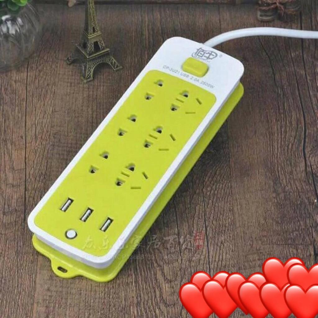 Ổ cắm điện 6 phích cắm 3 cổng usb