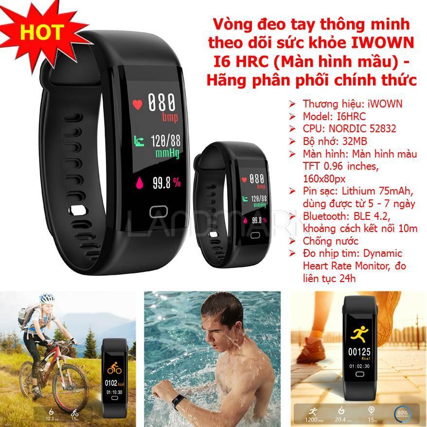 Đồng hồ thông minh chống nước, Đồng hồ thông minh smartwatch , Vòng Tay Thông Minh Theo Dõi Sức Khỏe I6 Hrc , Bộ Nhớ 32 Mb , Bluetooth 4.2 Kết Nối Điện Thoại , Chống Nước , Đo Nhịp Tim Liên Tục Cả Ngày , Bảo Hành Chất Lượng tại Landmark