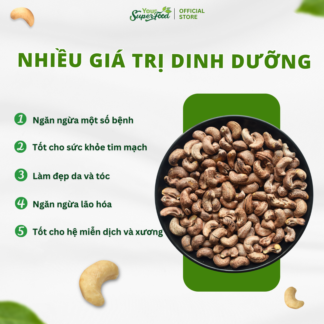 Hạt Điều Rang Củi Túi 90g (Vỏ lụa) Your Superfood