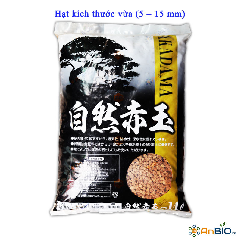 ĐẤT SÉT NUNG AKADAMA Bao Đen 14 Lít Size Hạt Vừa 5-15mm