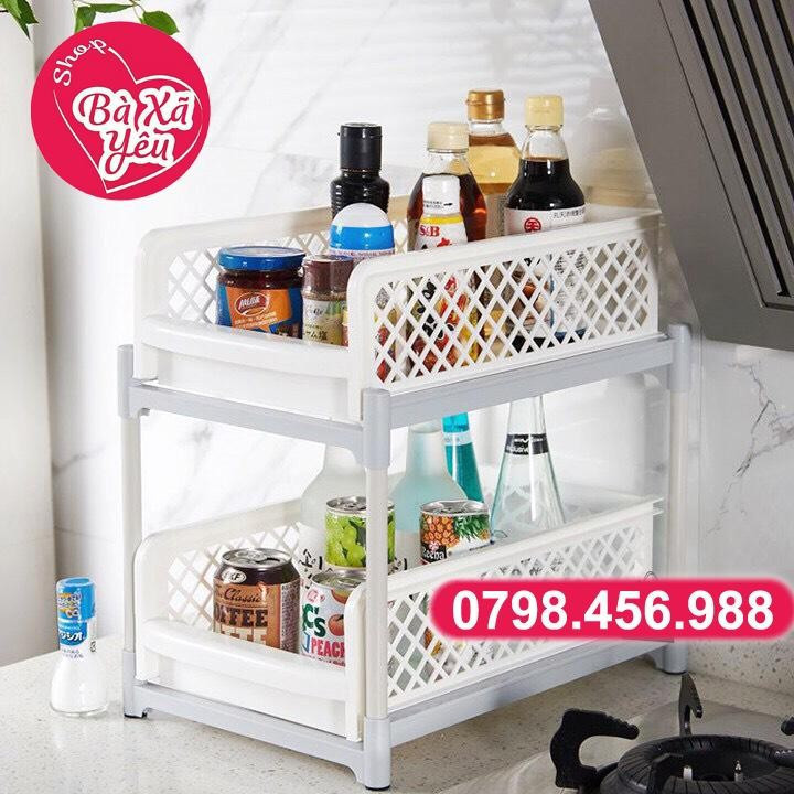 Kệ trượt 2 tầng để đồ nhà bếp