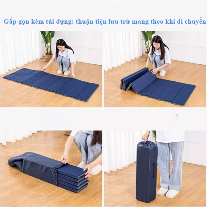 Nệm gấp ngủ trưa văn phòng - Đệm topper trải sàn gấp gọn - Nệm 1 hoặc 2 người nằm ngủ trong không gian nhỏ hẹp