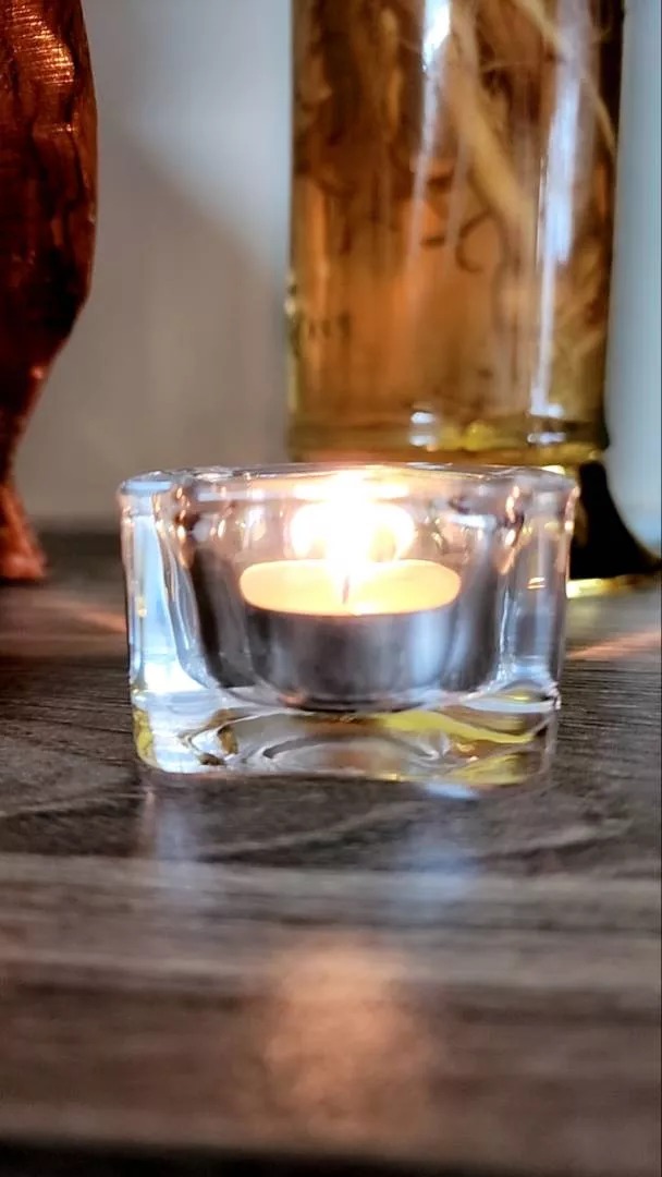 Bộ 5 đế thủy tinh để nến viên Glasig IKEA