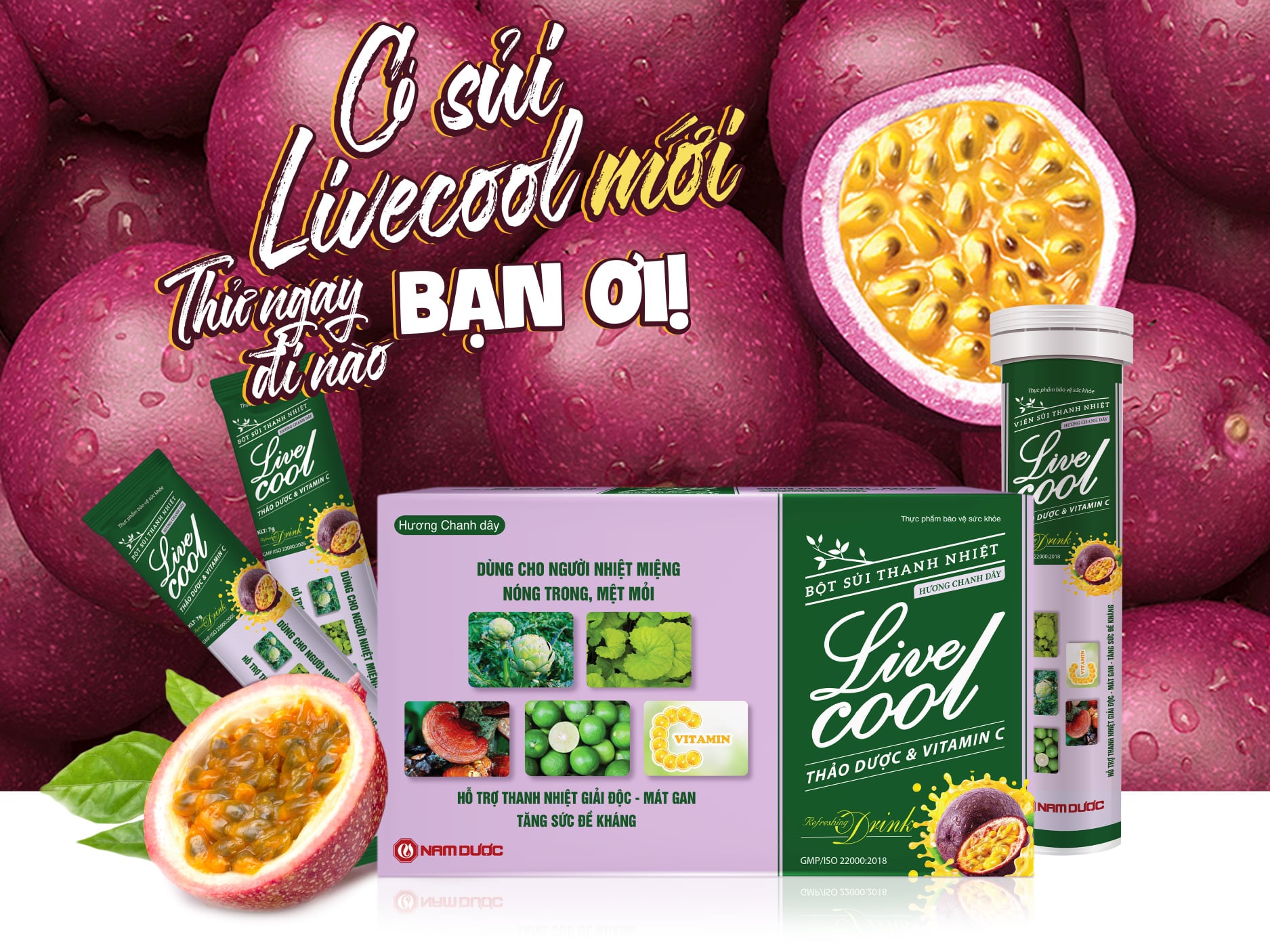 Bột sủi thanh nhiệt LIVECOOL Nam Dược (Hộp 10 gói) [livercool, live cool, liver cool]