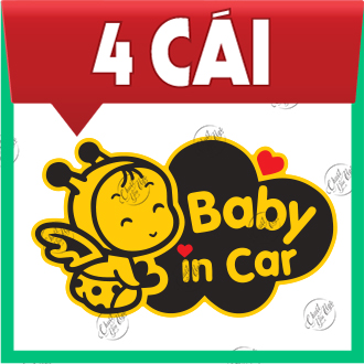 Combo 2 logo sticker 15cm x 9cm Baby In Car cho xe ô tô an toàn trẻ em
