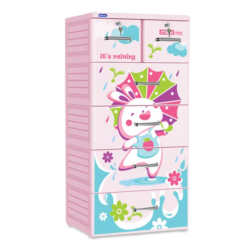 Tủ nhựa cao cấp Duy Tân MINA 5 tầng (Hồng)