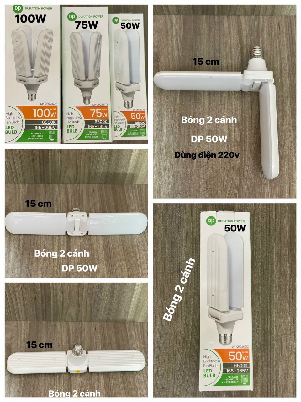 Bóng đèn led 3 cánh hình cánh quạt 50 w - 75 w - 100 w