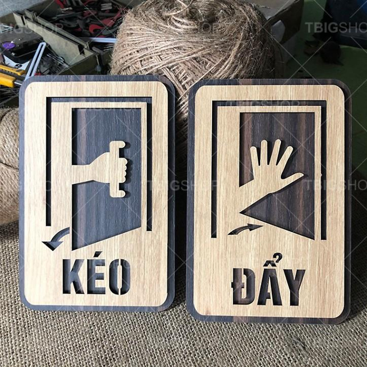 Bảng gỗ CARINA DECOR- PULL PUSH Kích thước 20x10cm