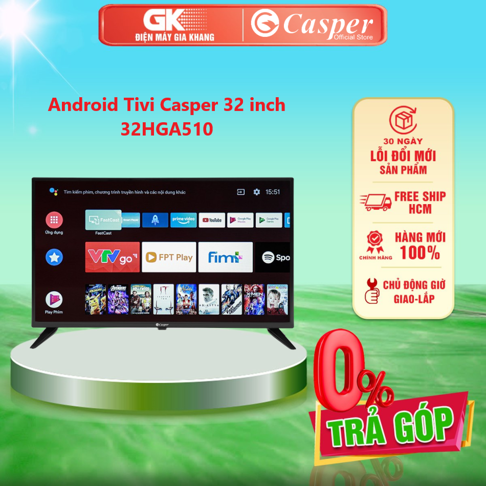 Android tivi casper 32 inch 32hga510 model 2022 - giao toàn quốc - freeship hcm
