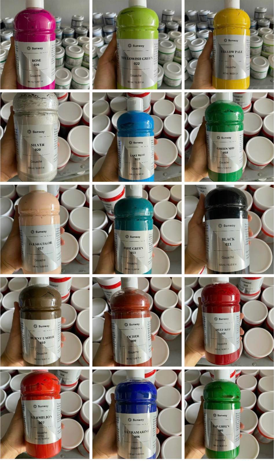 Màu Gouache,màu bột Sunway 500ml