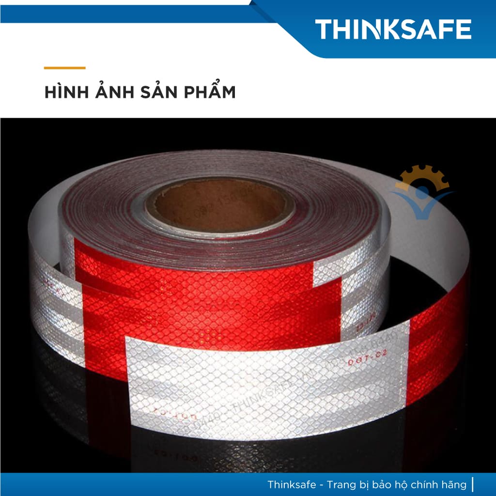 Băng keo phản quang 3M 983 trắng - đỏ, phản quang theo cấu trúc kim cương bền màu chuyên dùng phản quang xe máy ôtô nhà xưởng - Bảo hộ Thinksafe