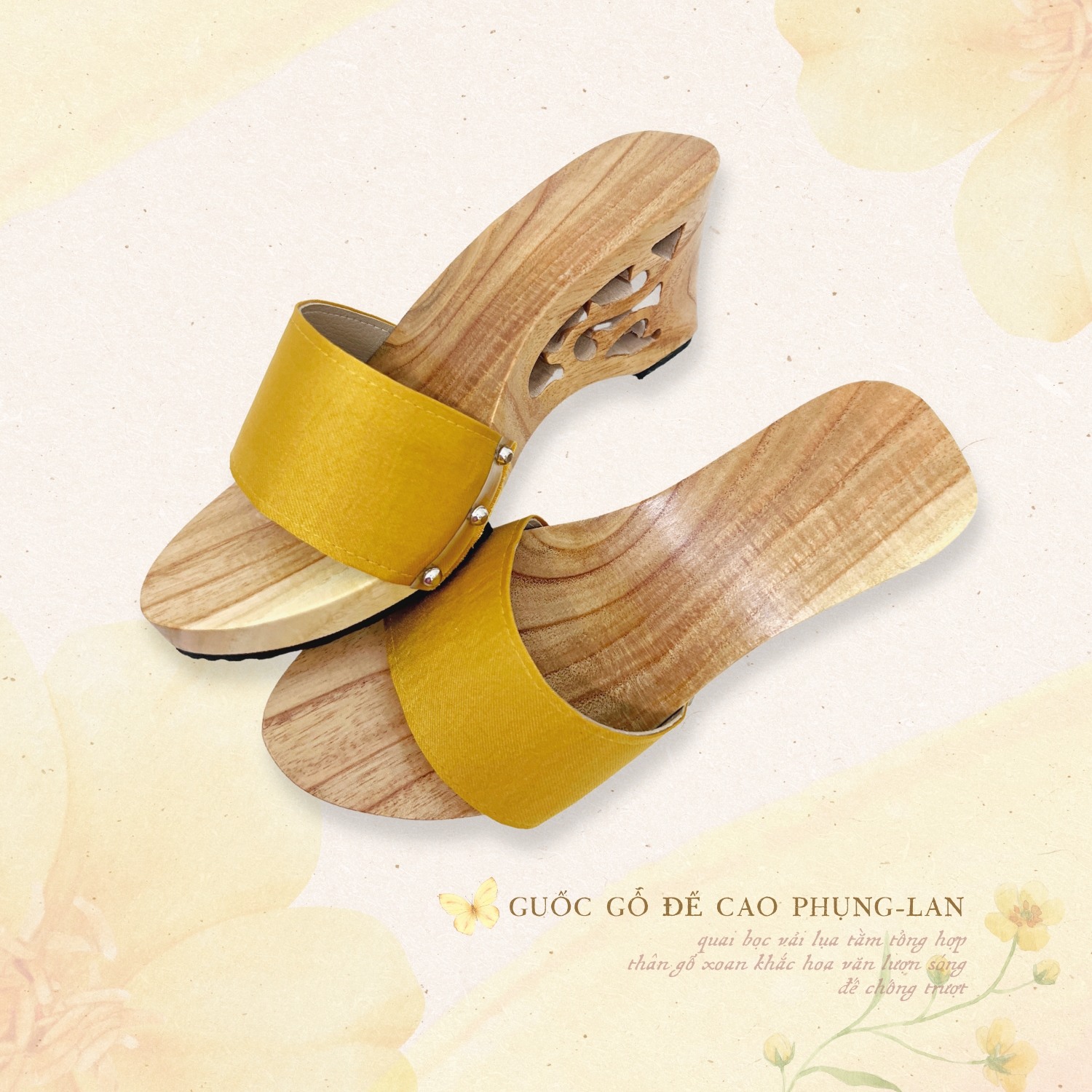 Sumire Store Guốc gỗ Đế cao Phụng Lan