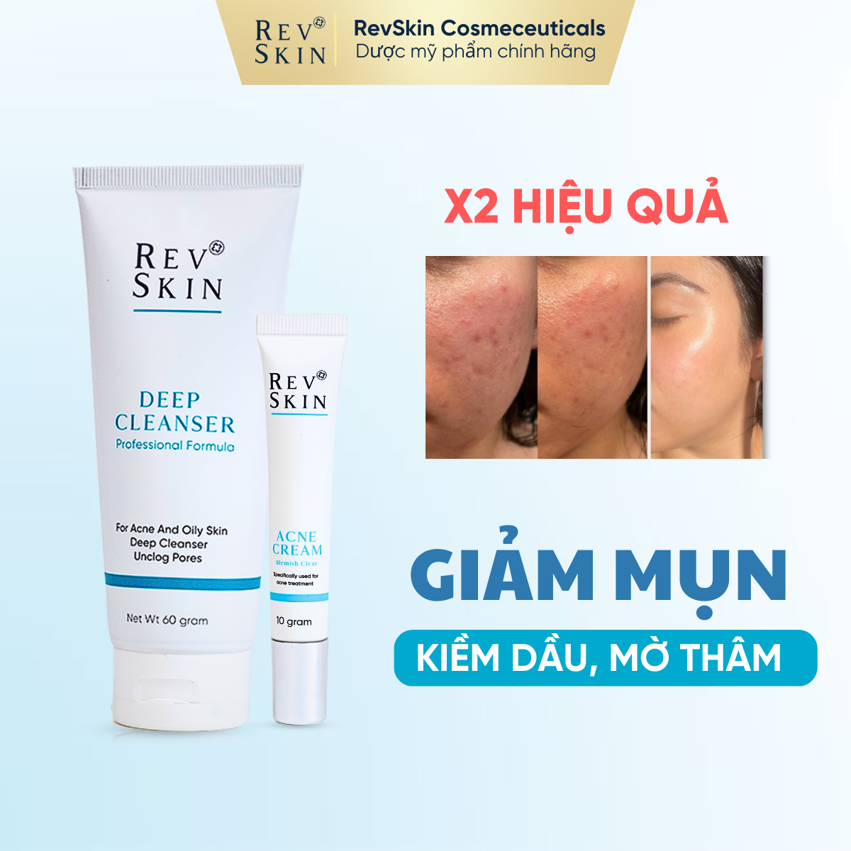 Combo Sạch Mụn RevSkin - Sữa Rửa Mặt + Kem Chấm Mụn