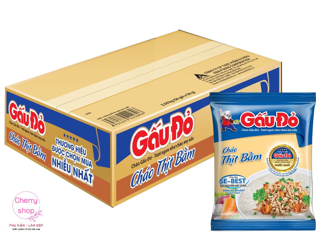 [Giao Tại TPHCM] Combo 10 Gói Cháo Thịt Bằm Gấu Đỏ 50g