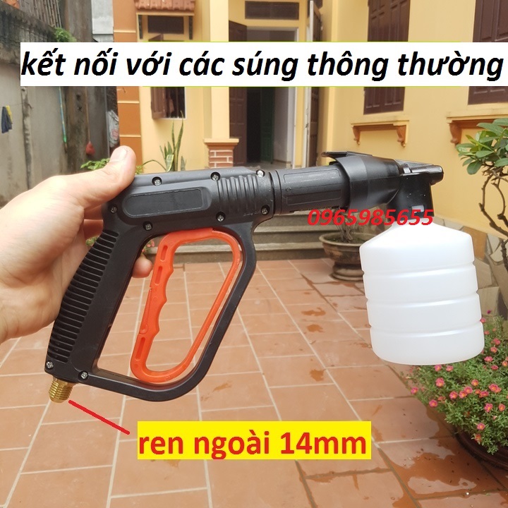 Súng rửa xe và bình tạo bọt tuyết cho máy rửa xe áp lực cao ren 14mm,22mm | Bộ vòi xịt rửa xe và bình phun tạo bọt tuyết cao áp