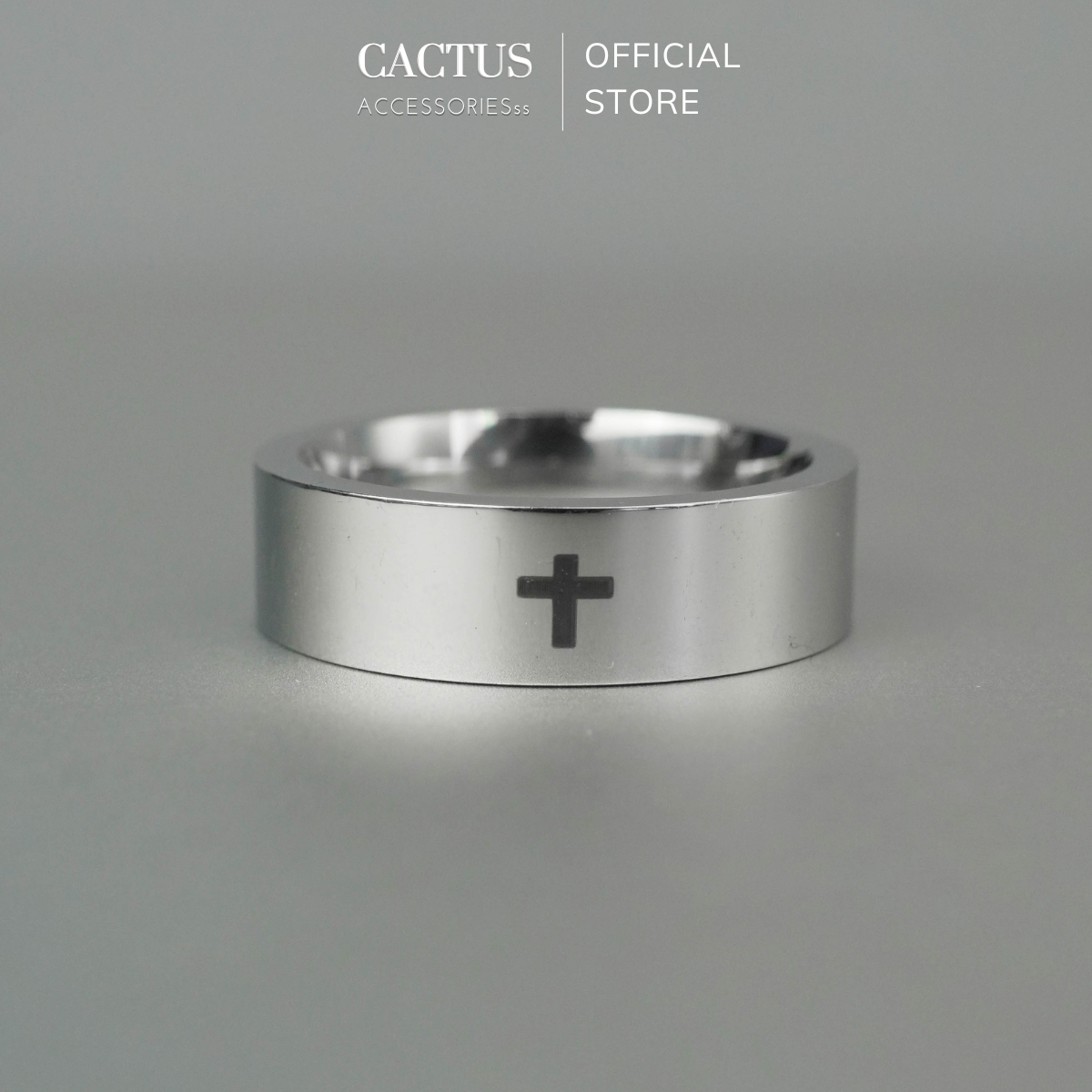 Nhẫn trơn basic khắc dấu cộng , nhẫn titan nam nữ đơn giản - Cactus Accessoriesss