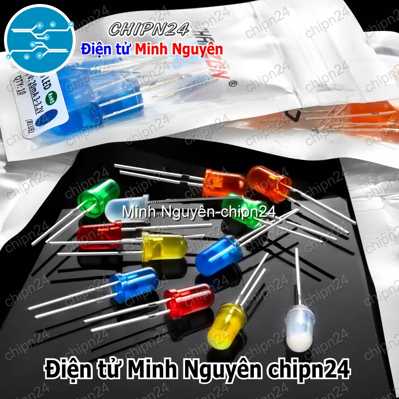 [50 con] (TK2) Led 5mm Vỏ Đục Màu ra Màu (Đỏ/Vàng/Xanh Lá/Dương/Trắng/Cam) - [Chọn Loại] - HHH.00164