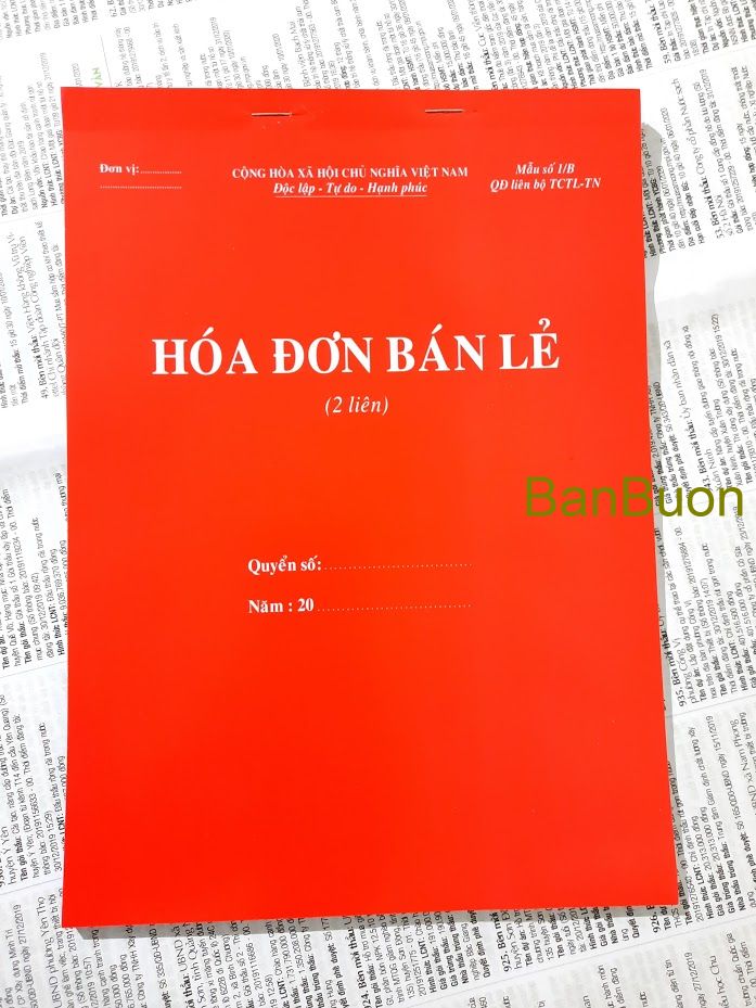 [ Giá Sỉ ] 5 Quyển hoá đơn bán lẻ 2 Liên A4