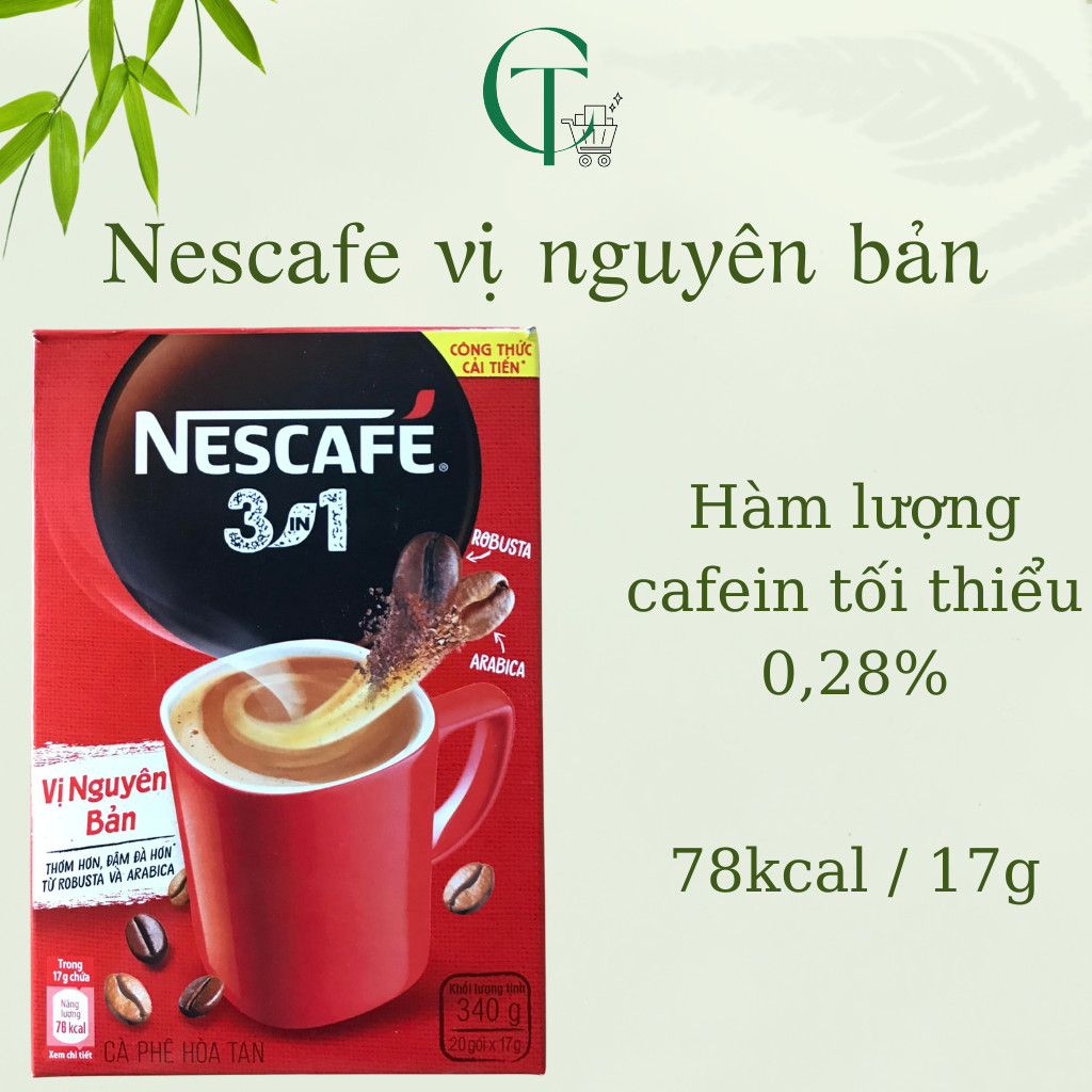 Cafe sữa - cà phê hòa tan Nescafé 3 trong 1 (hộp 20 gói * 17g)