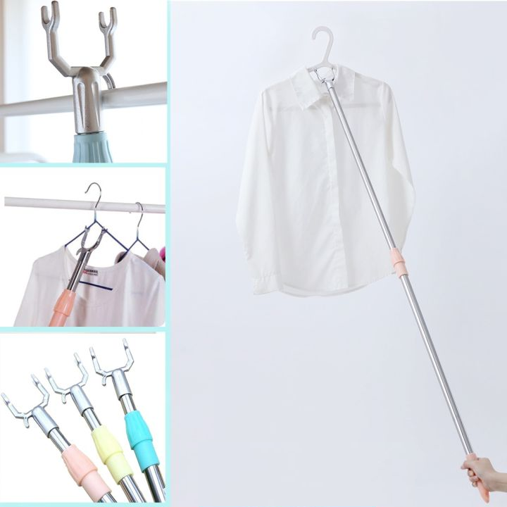 Cây phơi đồ gấp gọn thông minh / Gậy lấy đồ - Cây phơi và lấy đồ móc treo quần áo inox Kéo Dài 1.5M