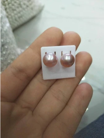 [HCM]Hoa tai bạc đính Ngọc trai thật 9ly uy tín chất lượng (màu tím có thể thay màu hồng hoặc trắng đen theo ý khách )