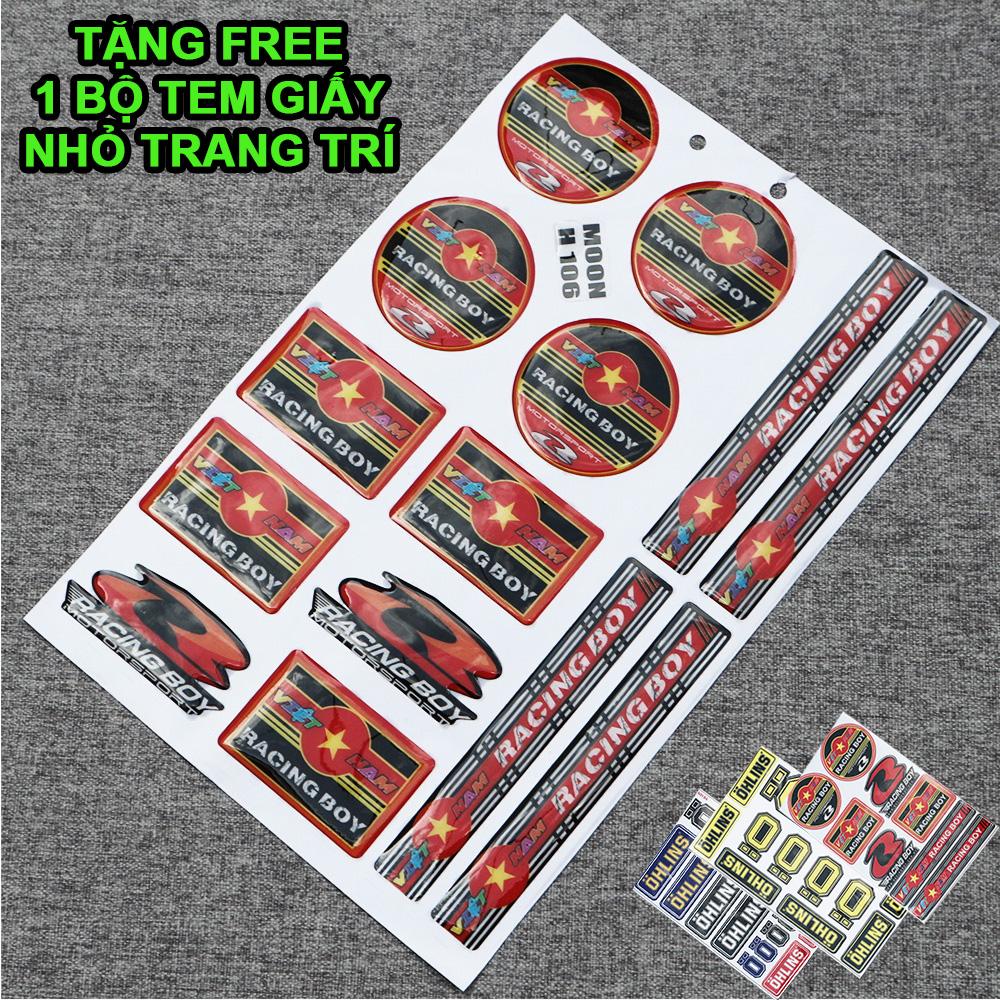 [XẢ KHO] BỘ TEM DẬP NỔI MẪU VIỆT NAM RACING BOY CHẤT CHO BIKER