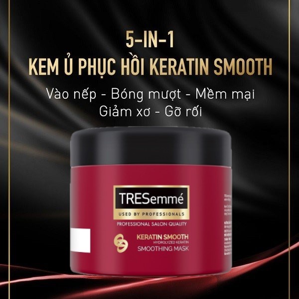 Kem Ủ Tóc Tresemme Keratin Smooth 500G Nuôi Dưỡng Tóc Chuyên Sâu Phục Hồi Hư Tổn Giúp Tóc Vào Nếp Mượt Mà Đẹp Chuẩn Salon