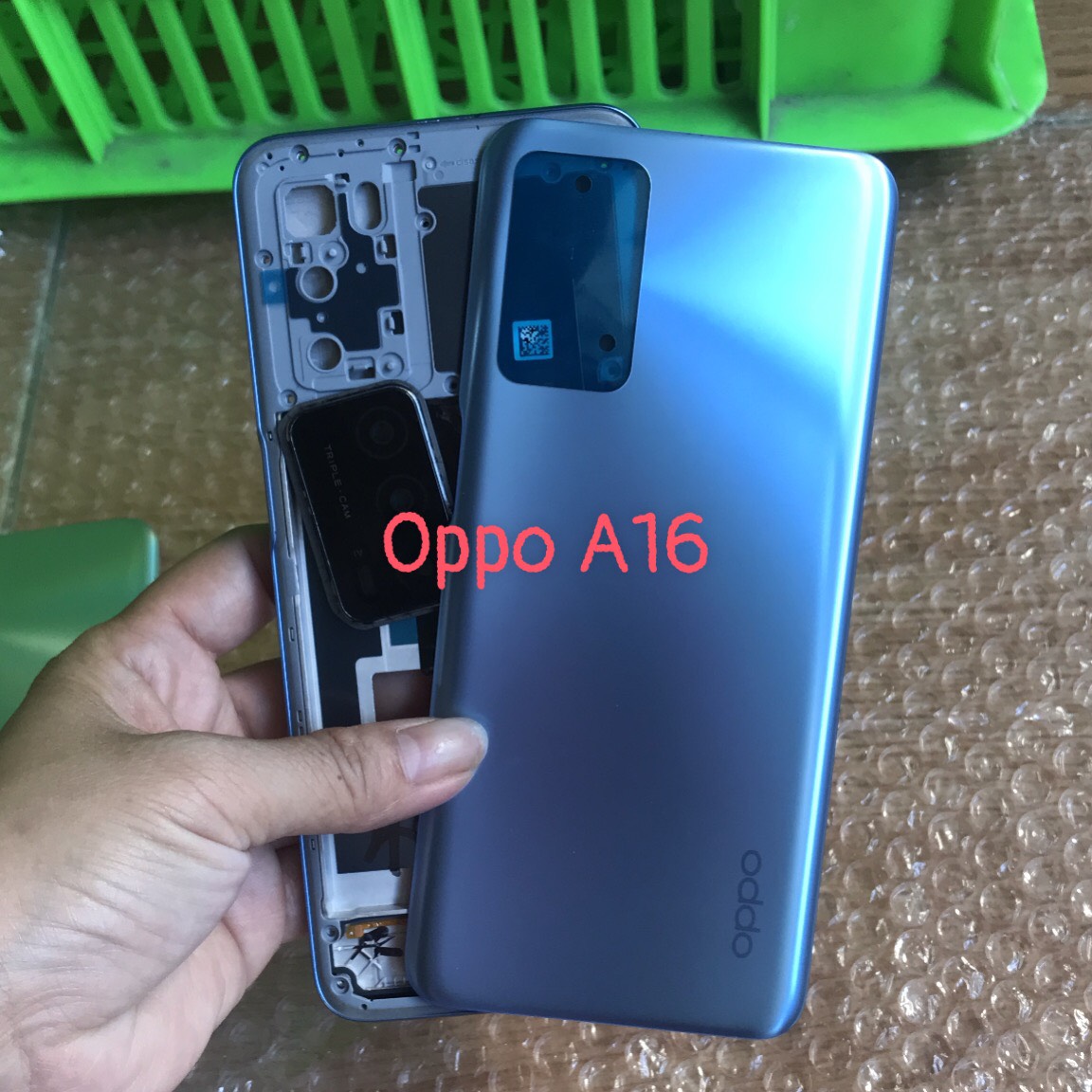 Bộ vỏ OPPO A16 zin có khay sim+kính camera