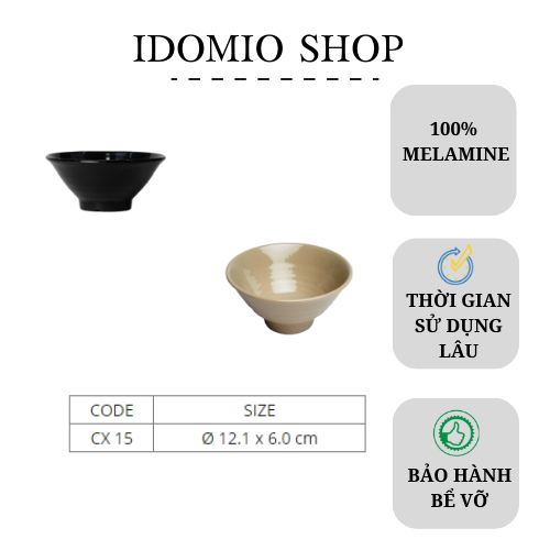 Chén Nhựa Melamine Màu Đen/Nâu