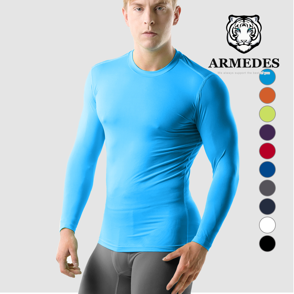 Áo thun thể thao bốn mùa, tay dài cổ tròn, dáng ôm body  ARMEDES AR-52