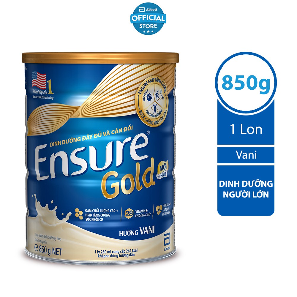 Sữa bột Ensure Gold Abbott hương vani HMB 400G 850G
