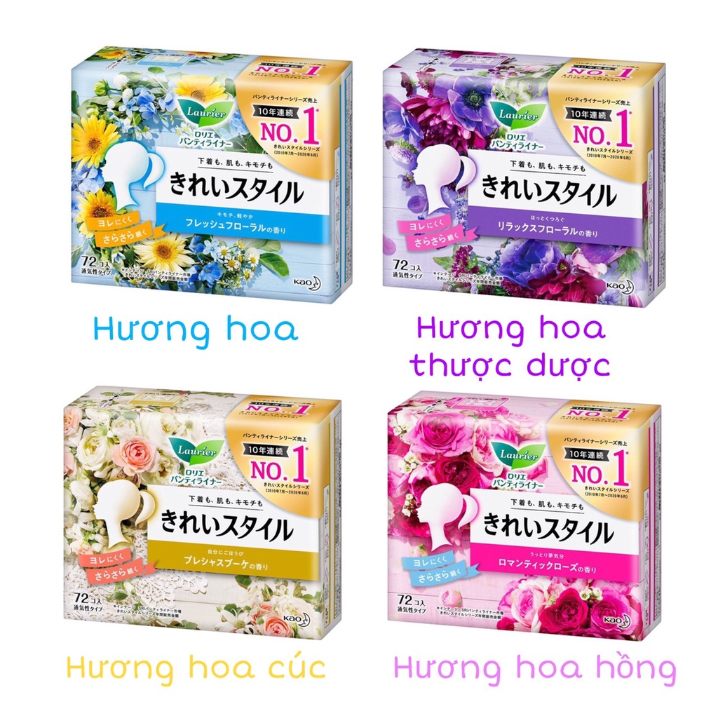 Băng vệ sinh hàng ngày Laurier Nhật Bản 72 miếng 5 màu