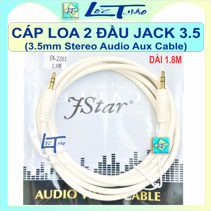 Cáp loa 2 đầu 3.5 đầu đực dài 1.8M (cáp loa jack 3.5)