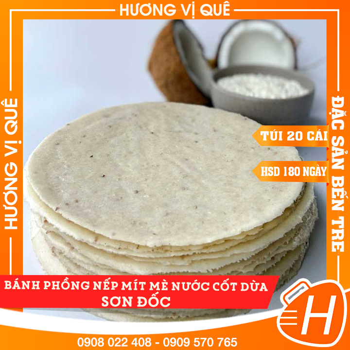 Bánh phồng nếp mít mè nước cốt dừa sơn đốc - túi 20 cái - đặc sản bến tre