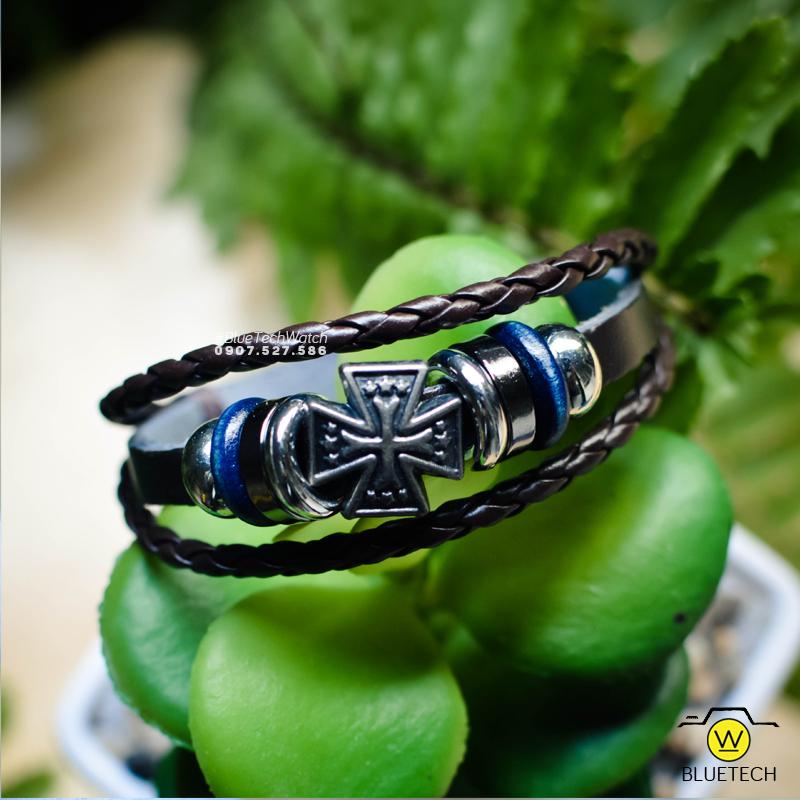 Vòng tay da handmade chữ thập