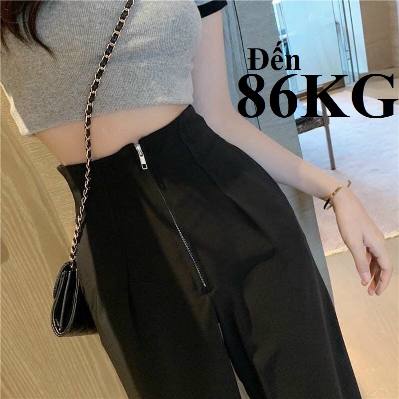 Khóa Sắt Phéc Mơ Tuya Liền Cạp Quần Ống Rộng Lưng Cao Dài 97CM Vải Tuyết Mưa cao cấp Có Big Size tới 90KG