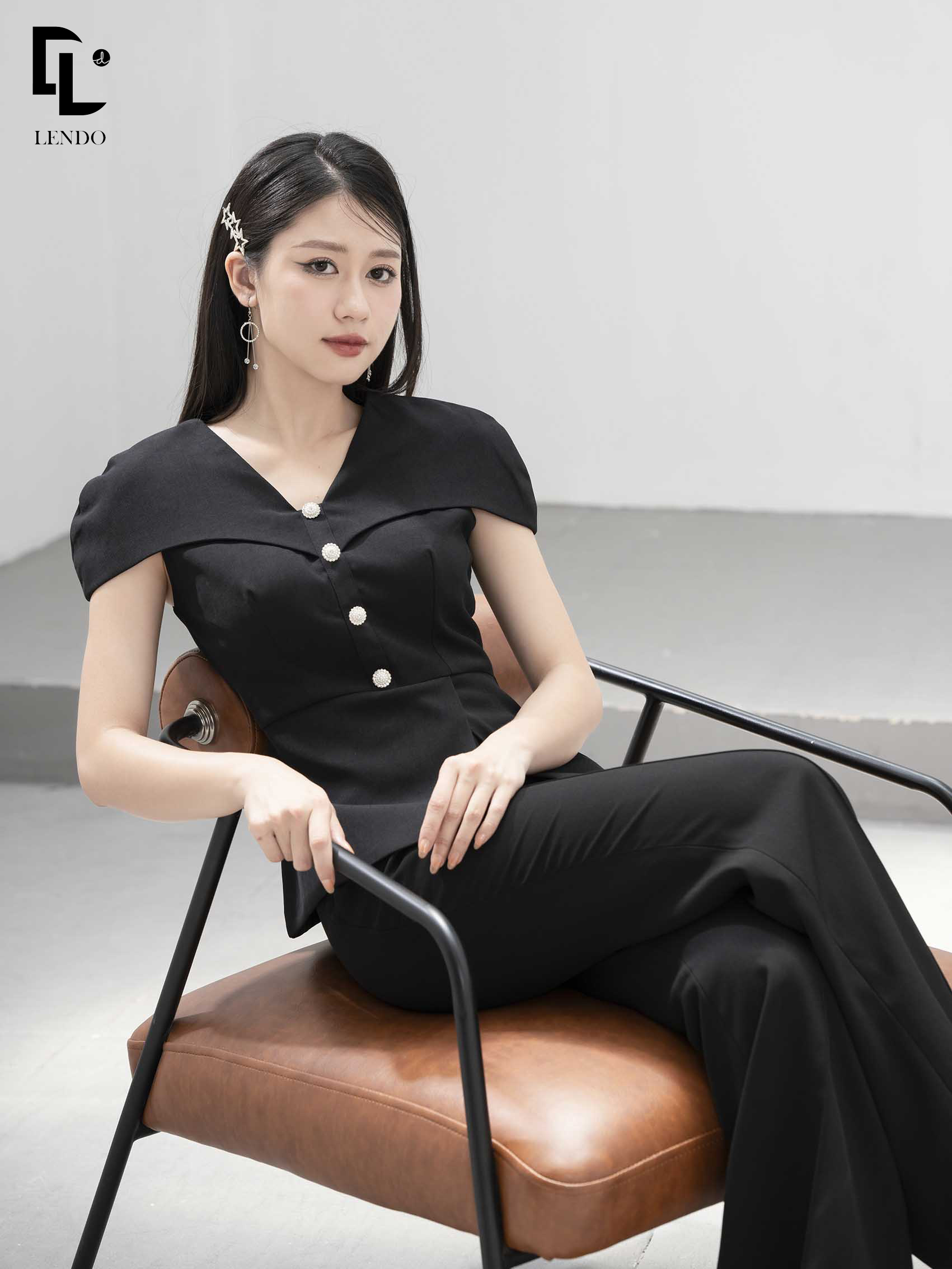 Áo Peplum Vai Ôm Phối Cúc Đá LENDO A230420