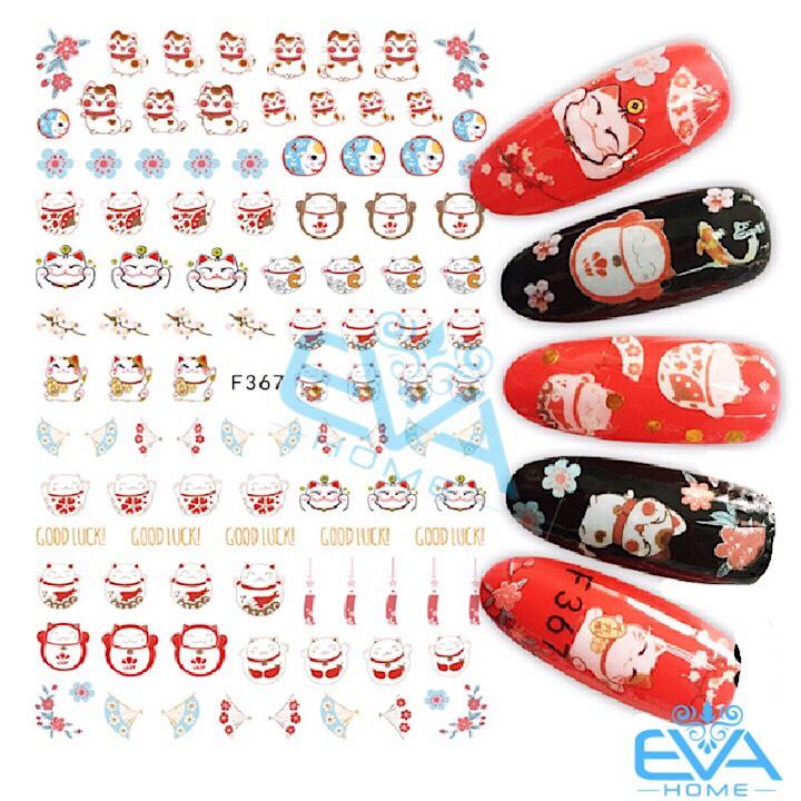 [HCM]Miếng Dán Móng Tay 3d Nail Sticker Hình Mèo Thần Tài F367
