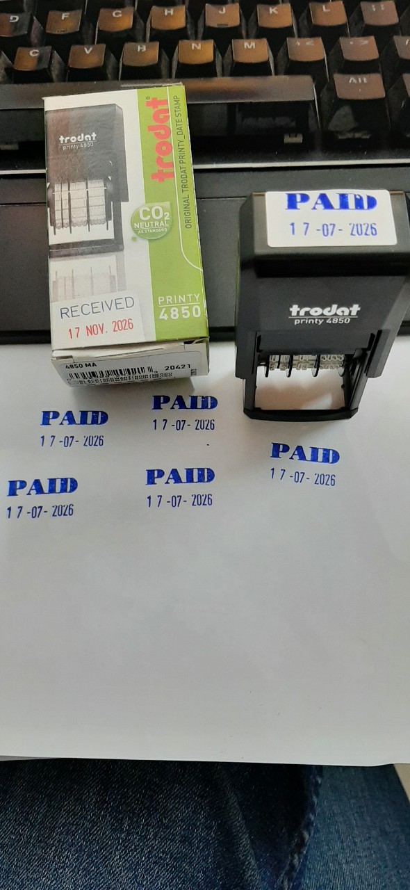Dấu ngày tháng năm + nội dung phía trên (Trodat 4850)